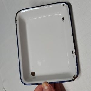 Graniteware Blue White Photography Tray Sweden Chipped Rustic Farm Primitive